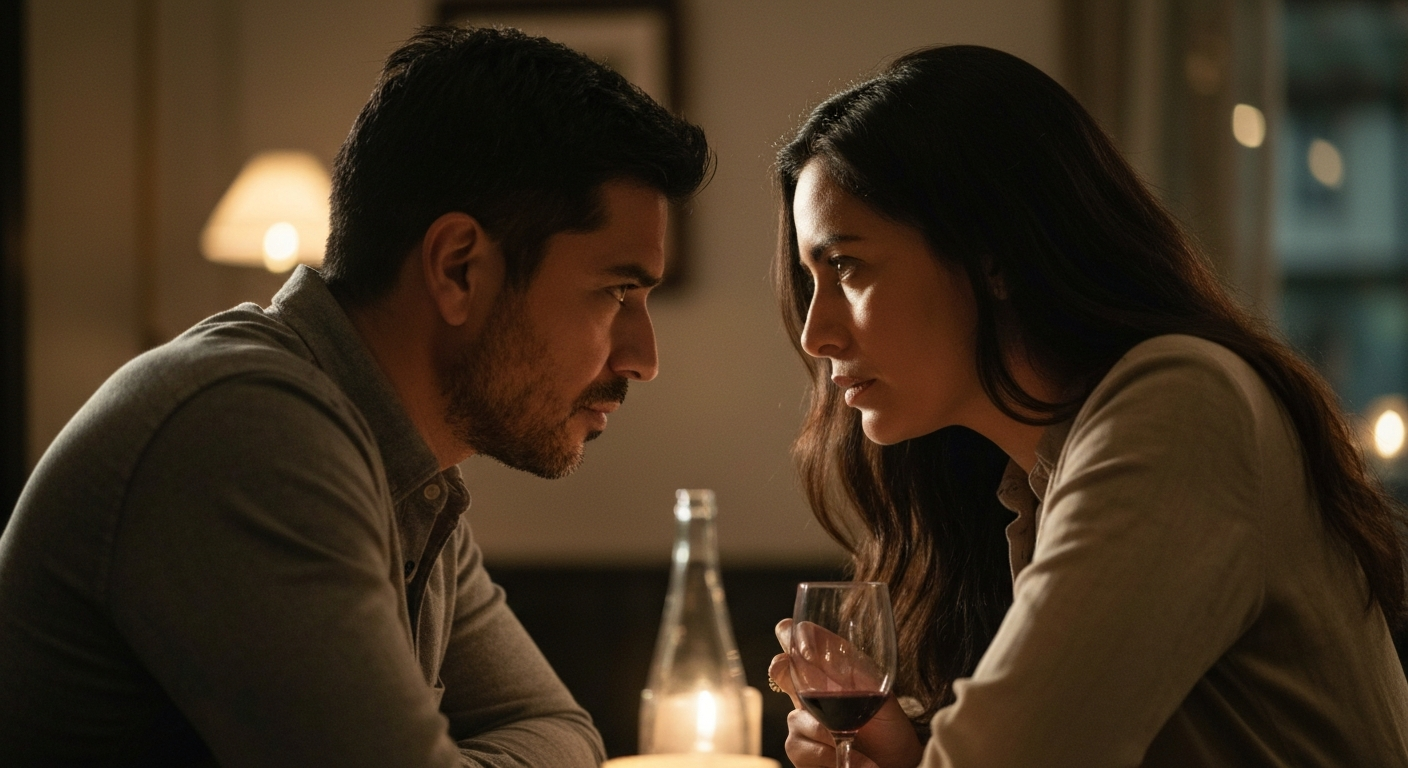 Pareja distante en sala — la indiferencia que duele