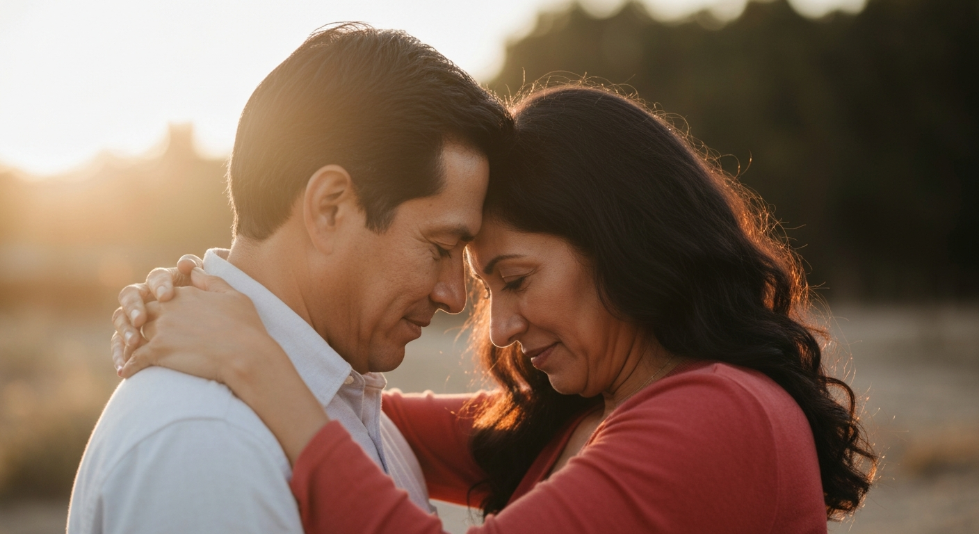Pareja distante en sala — la indiferencia que duele