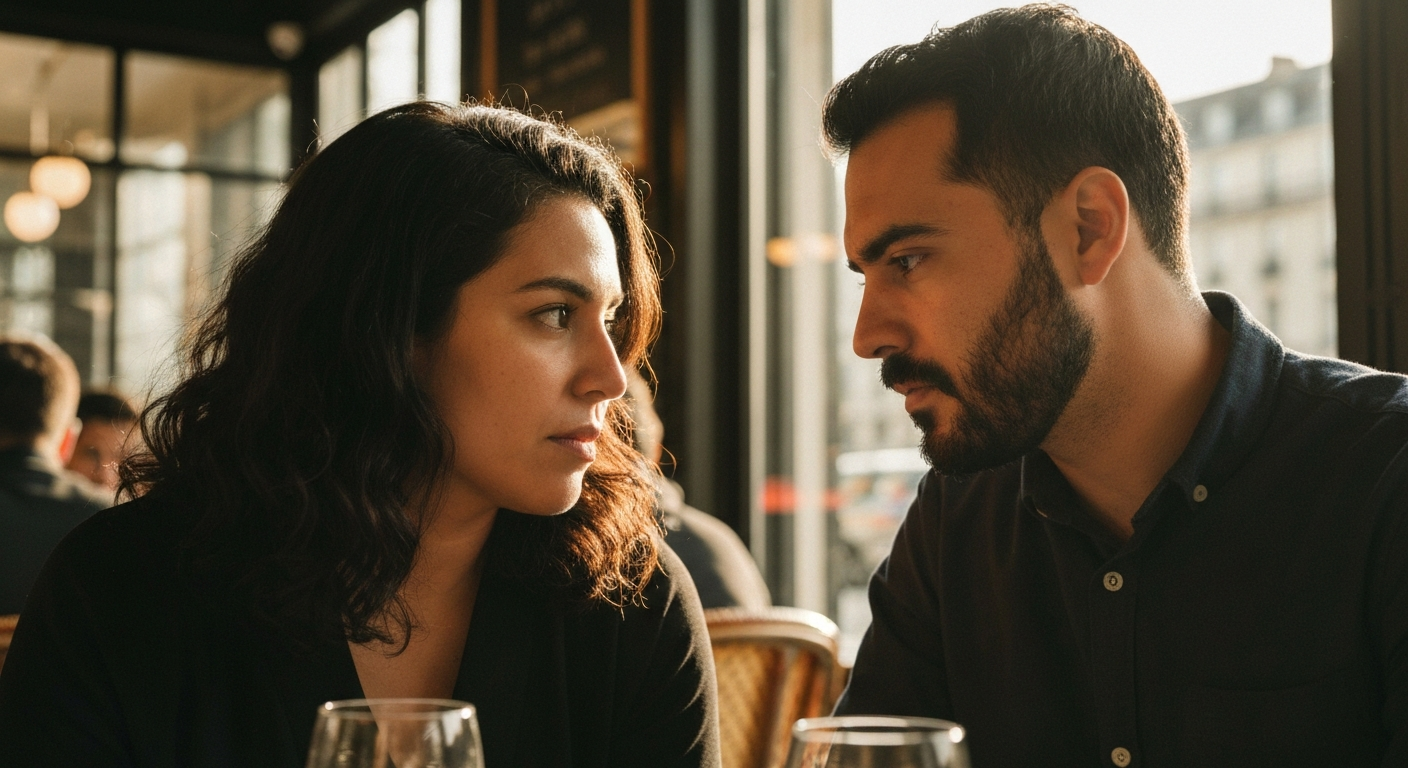 Pareja conversando seriamente