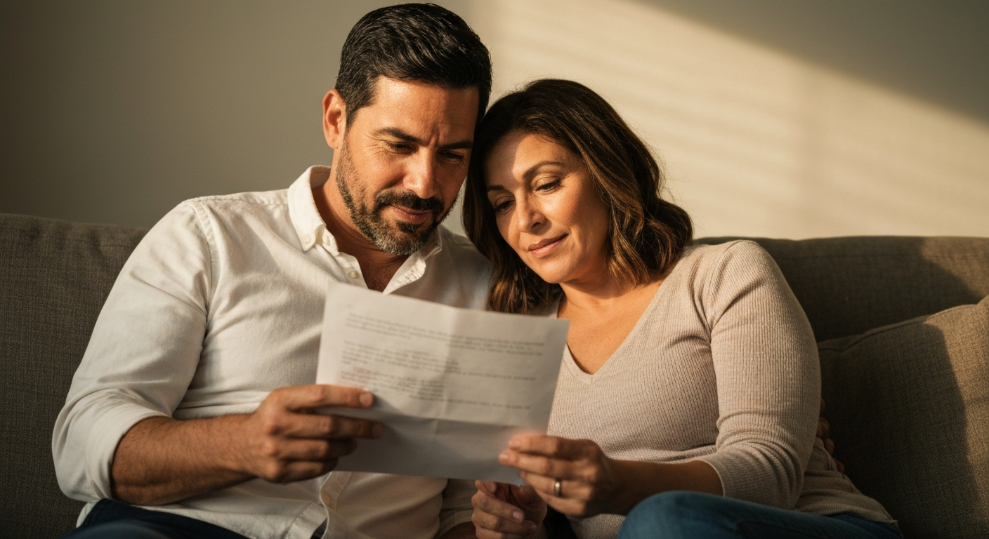 Pareja distante en sala — la indiferencia que duele